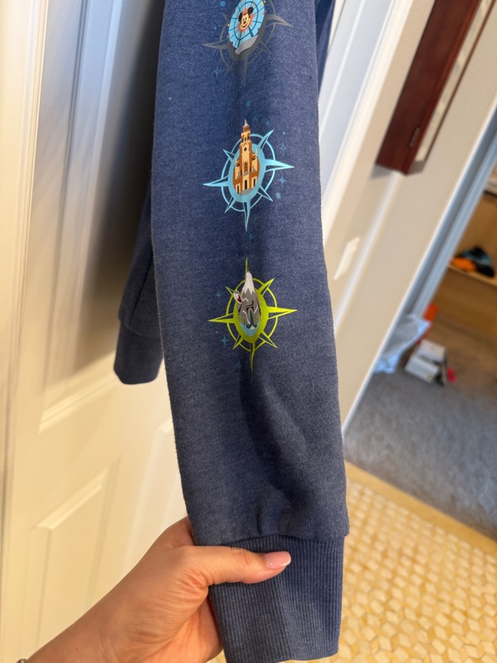 Disneyland Blue Zip-Up Hoodie with Mickey Print and embroidered back - Picture 2 of 12